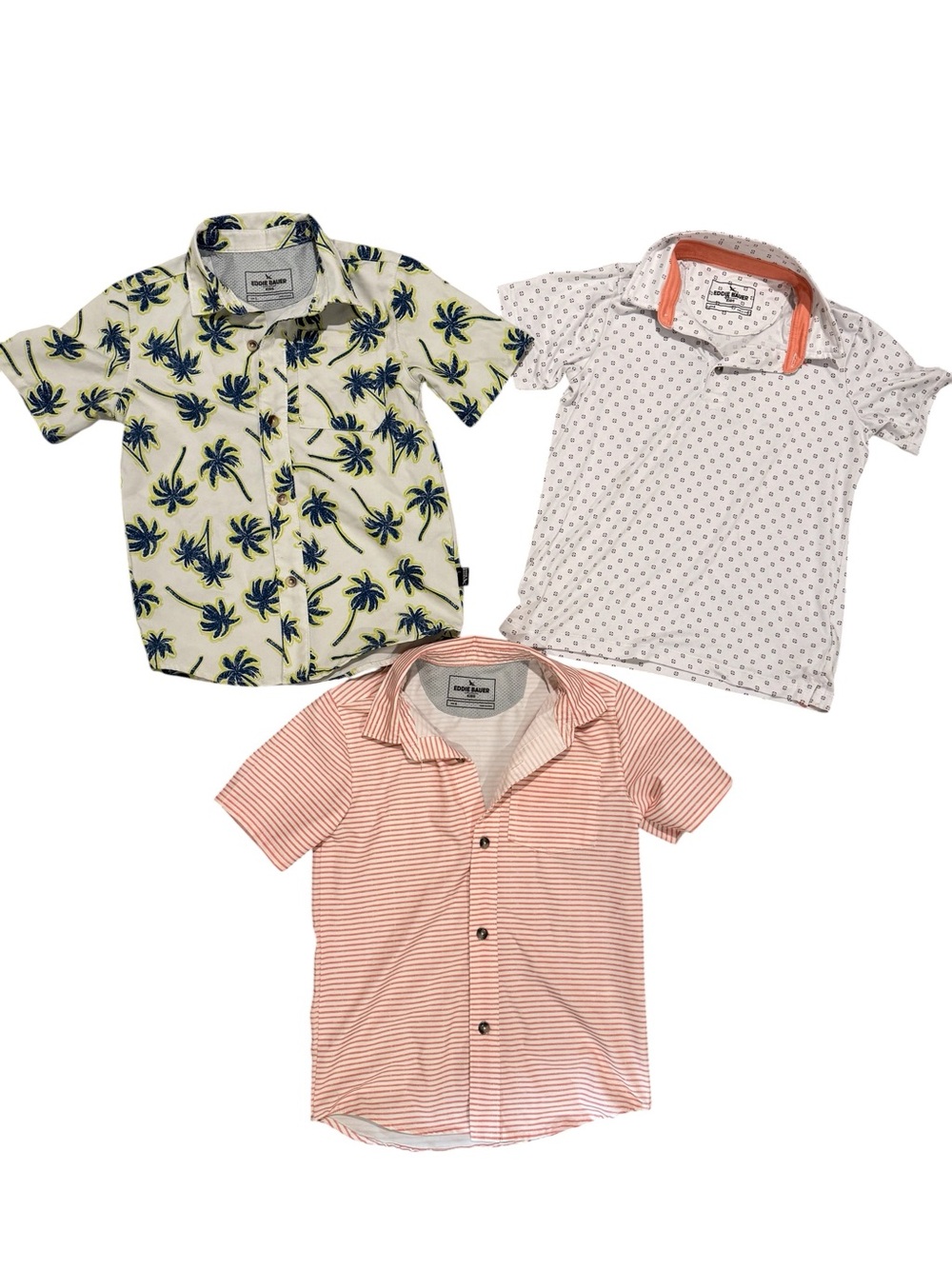 Bundle of 3 Boys Eddie Bauer Casual Short Sleeve Polo Button Down Shirts | 6T